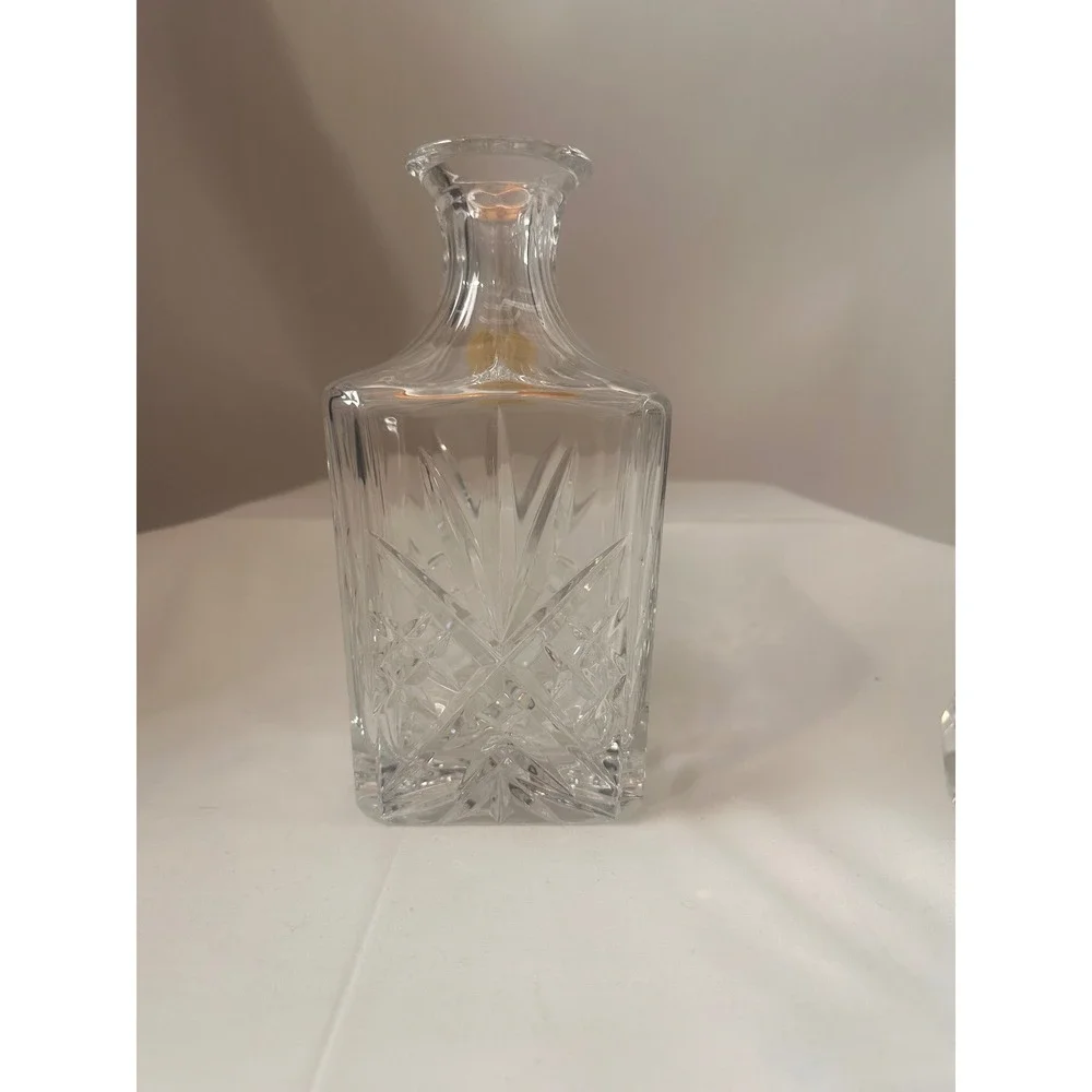 Gorham Full Lead Crystal Decanter Square Handcrafted West Germany Starburst 11in